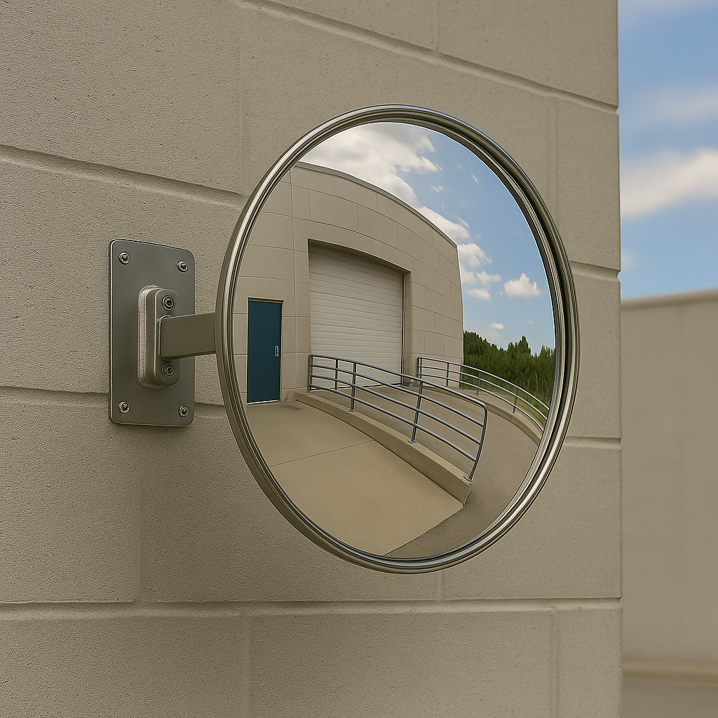 Heavy-Duty Vertical Half-Dome Safety Mirror – 180° Industrial & Warehouse Visibility (Wall-Mounted, 16kg)