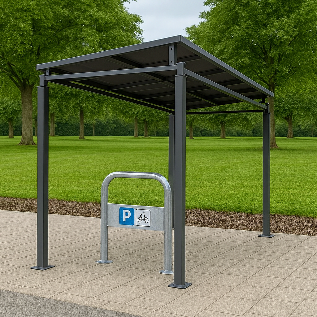 Bedford Open-Sided Cycle & Smoking Shelter – Galvanised Steel Frame with Modular Extensions (1 m–5 m)