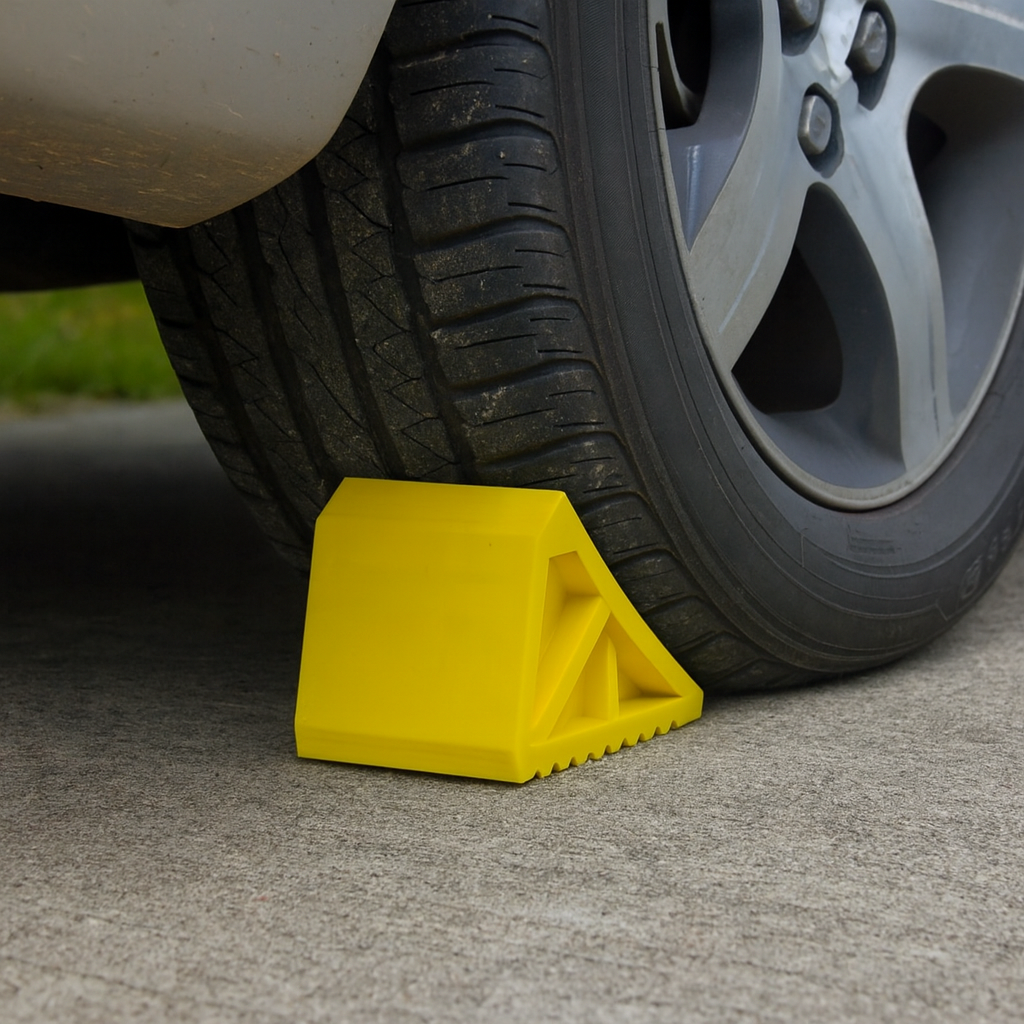 Heavy-Duty Rubber Wheel Chock for LGVs & Trailers – Anti-Slip Tyre Stopper for HGVs, Lorries & Plant Vehicles