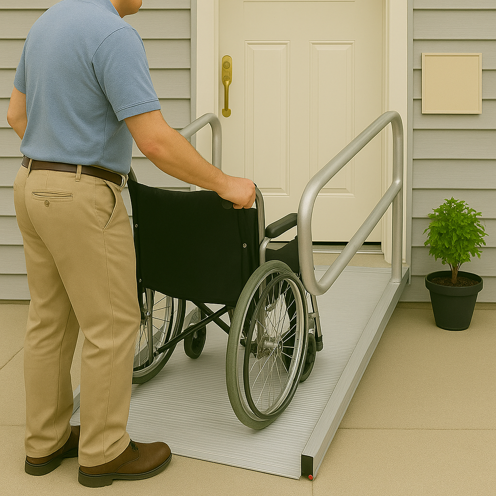 Durable Wheelchair Ramp with Handrails – Adjustable 3ft to 12ft