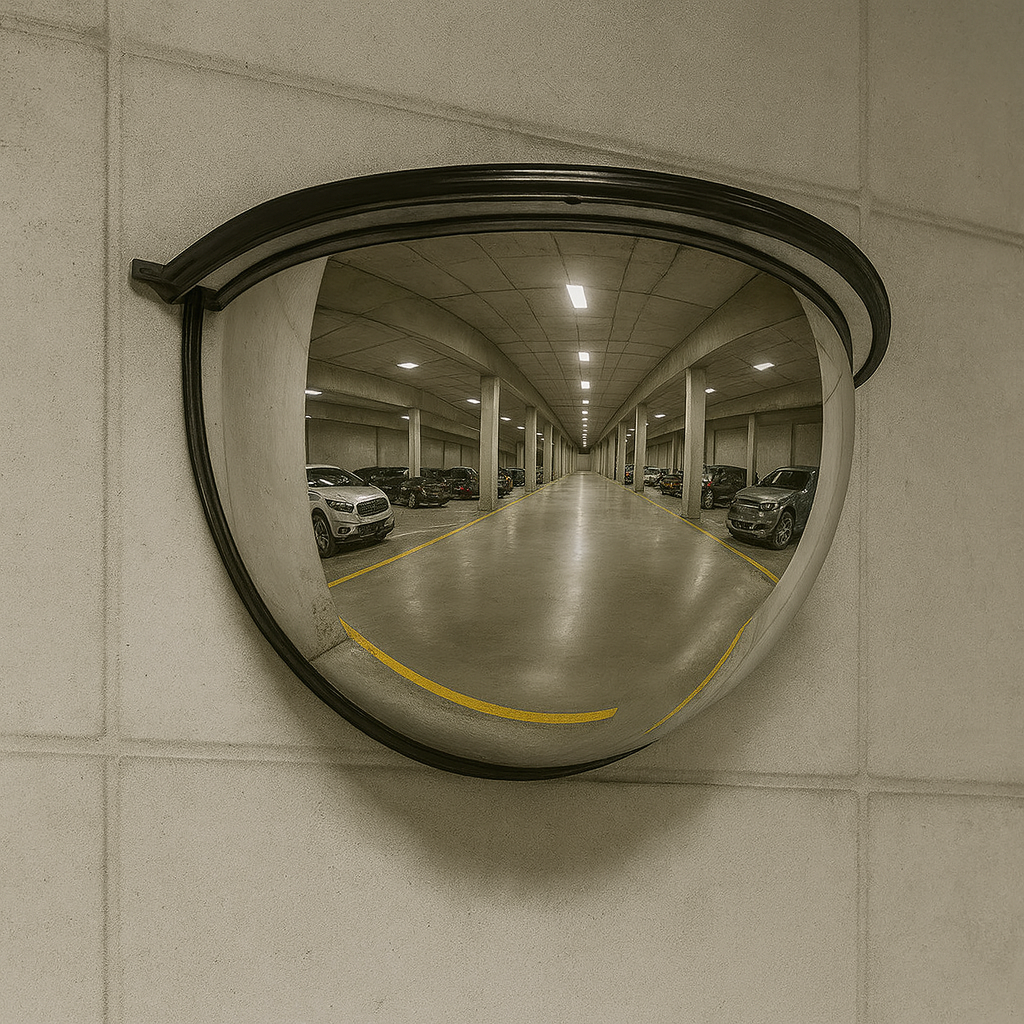 Heavy-Duty Vertical Half-Dome Safety Mirror – 180° Industrial & Warehouse Visibility (Wall-Mounted, 16kg)