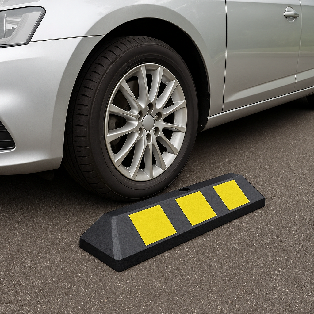 550mm Heavy-Duty Rubber Wheel Stop – Compact Parking Aid for Garages, Driveways & Car Parks