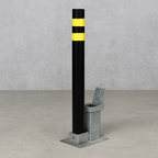 Smart & Secure Removable Pedestrian Bollard – 1000mm Height with Flush-Fit Ground Socket and Hi-Vis Stripes