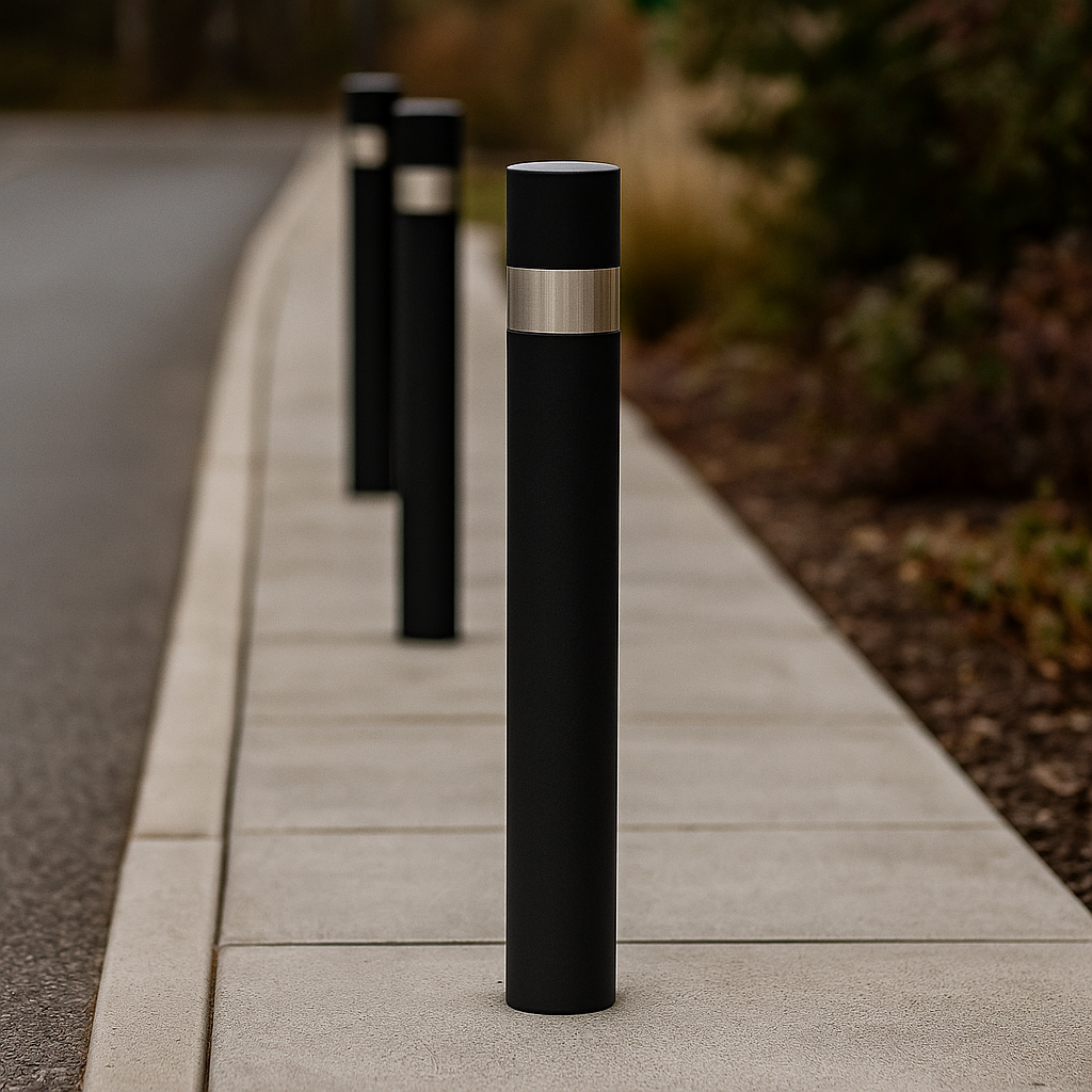 Premium Removable Security Bollard – 770mm Heavy-Duty Black Steel Post with Reflective Band & Lock