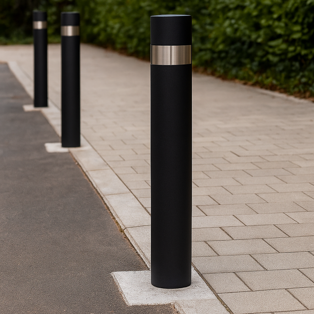 Premium Removable Security Bollard – 770mm Heavy-Duty Black Steel Post with Reflective Band & Lock