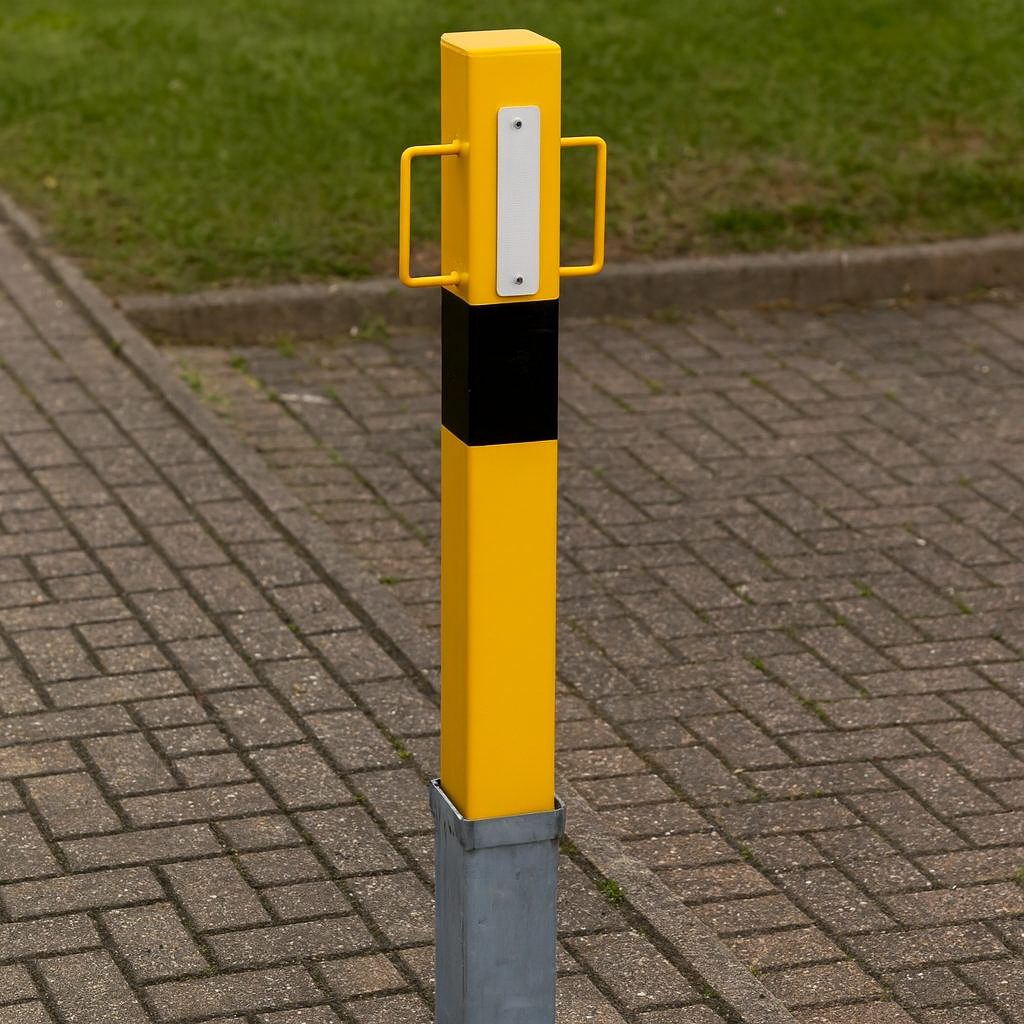 Heavy-Duty Yellow Removable Security Post with Lift-Out Handles