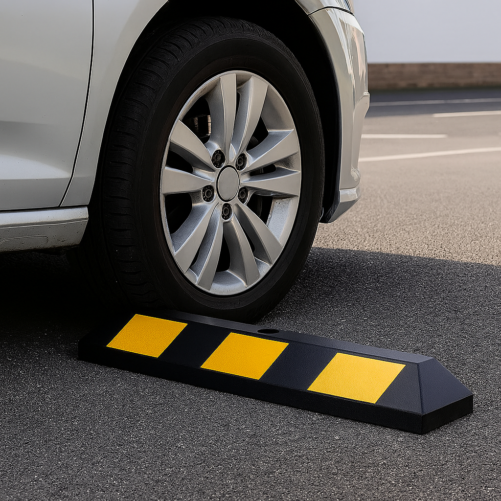 1800mm Heavy-Duty Rubber Wheel Stop with Fixings – Yellow/Black | Durable Parking Aid for Cars & Light Commercial Vehicles