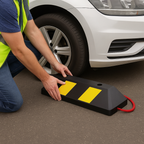 900mm Heavy-Duty Rubber Wheel Stop – Industrial Parking Block with Fixings for Cars, Vans & EV Bays