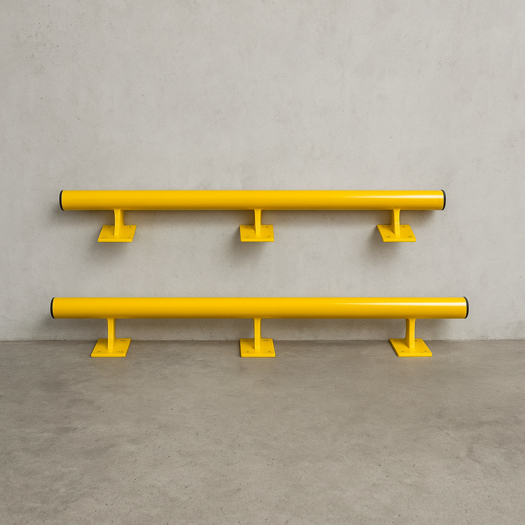 Black Bull Raised Collision Protection Bars – 2000mm Steel Indoor Impact Guard for Wall & Equipment Safety