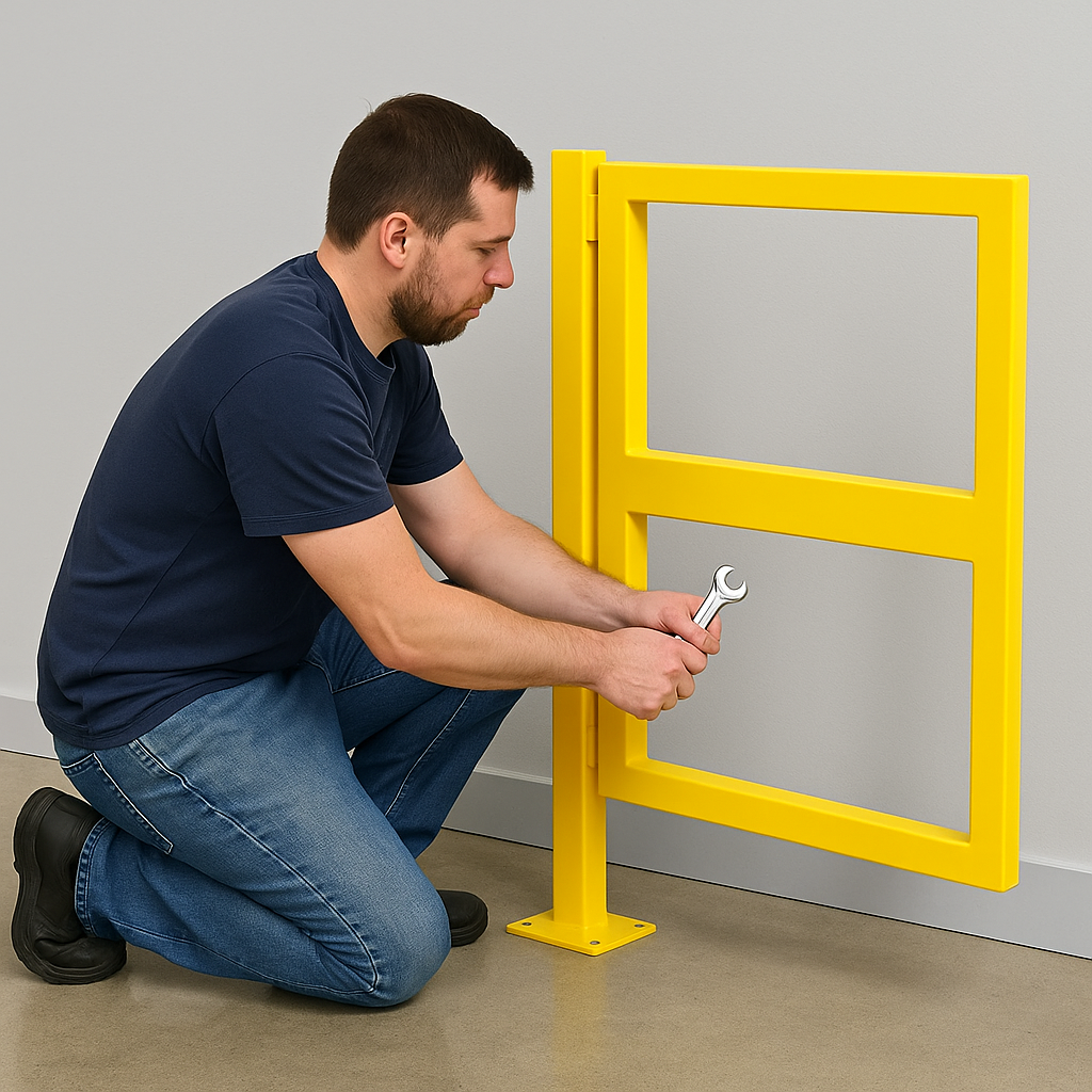 Black Bull MD Railing Gate – Steel Safety Access Gate with Yellow Powder-Coated Finish for Indoor Use