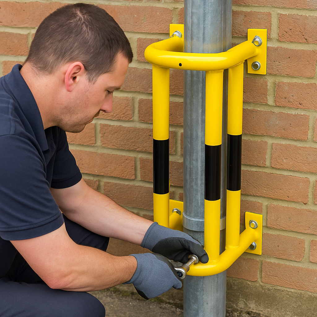 Traffic-Line External Pipe Protectors – Wall & Floor Mounted Impact Guards 1000 × 350 × 300 mm – Yellow/Black