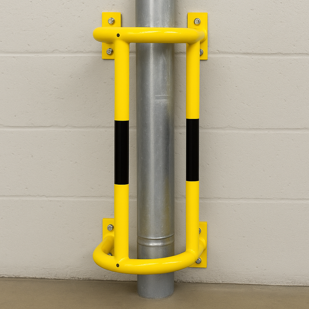 Traffic-Line External Pipe Protector – Wall-Mounted Impact Guard 1000 × 350 × 300 mm – Yellow/Black
