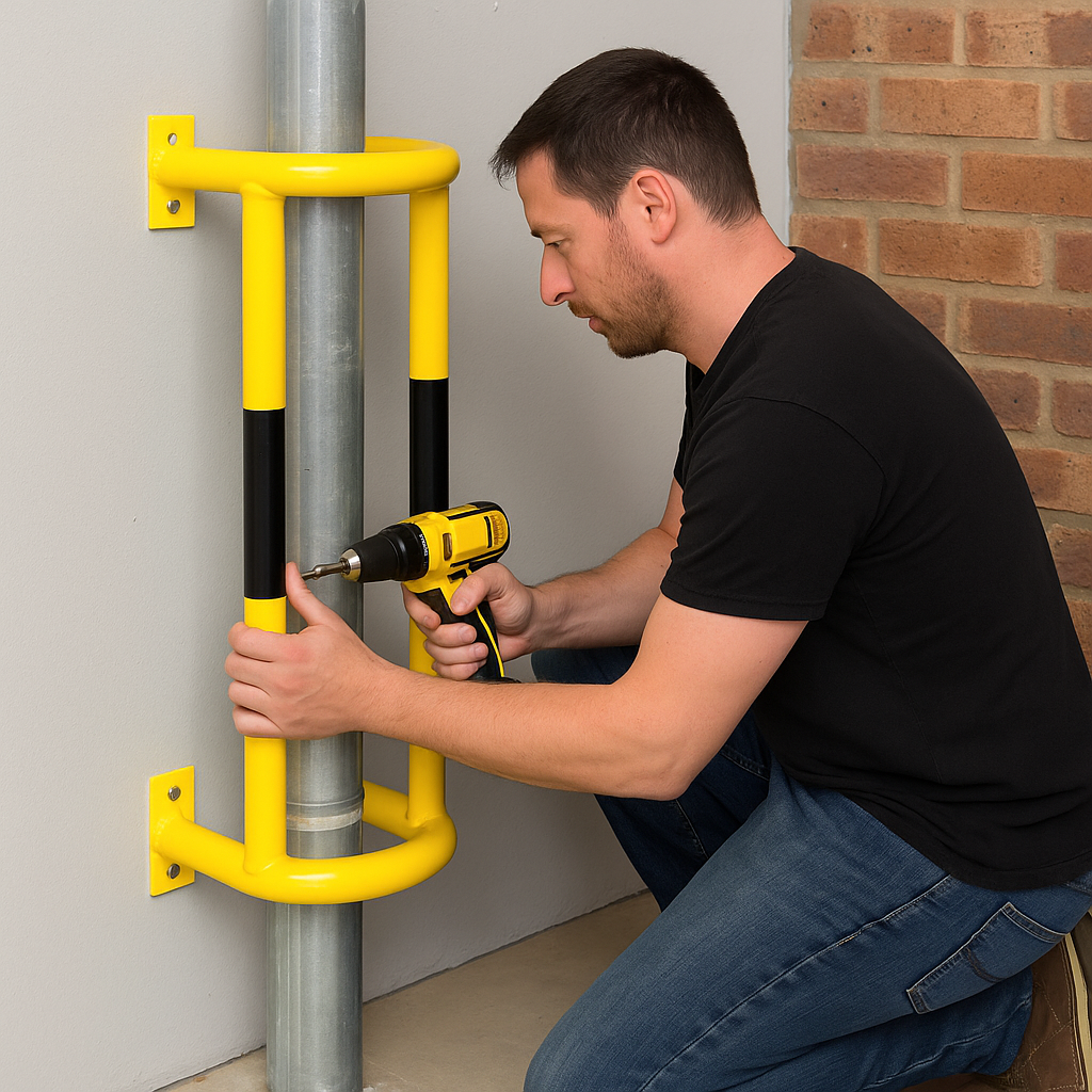 Traffic-Line External Pipe Protectors – Wall & Floor Mounted Impact Guards 1000 × 350 × 300 mm – Yellow/Black