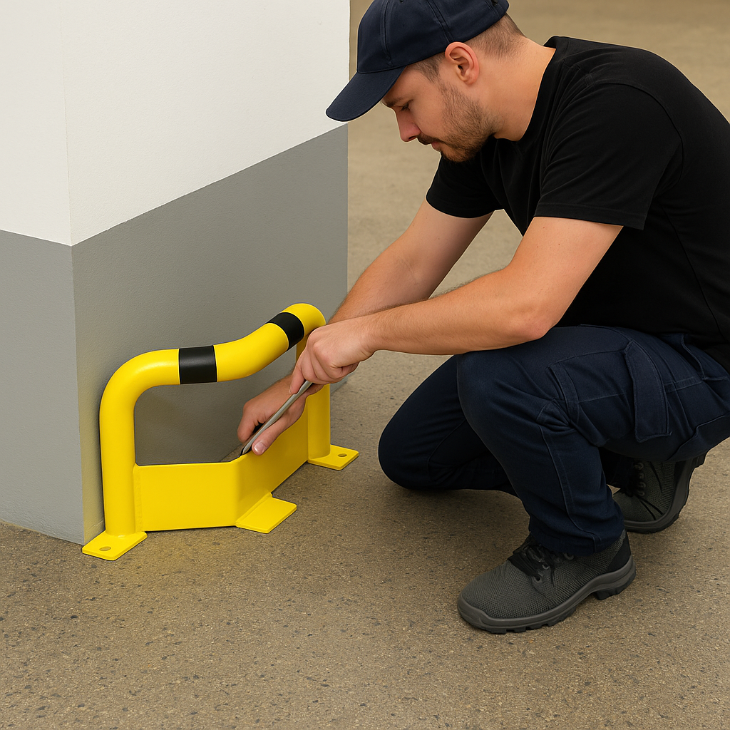 BLACK BULL Corner Guard with Integrated Underrun Protection – Heavy-Duty Indoor Safety Barrier