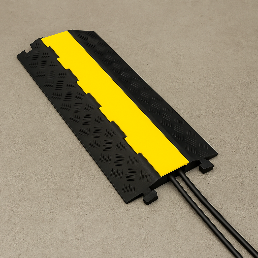 HR2 Extra Heavy-Duty Cable Protector Ramp – 2-Channel Industrial Cable Cover for HGV & Vehicle Traffic