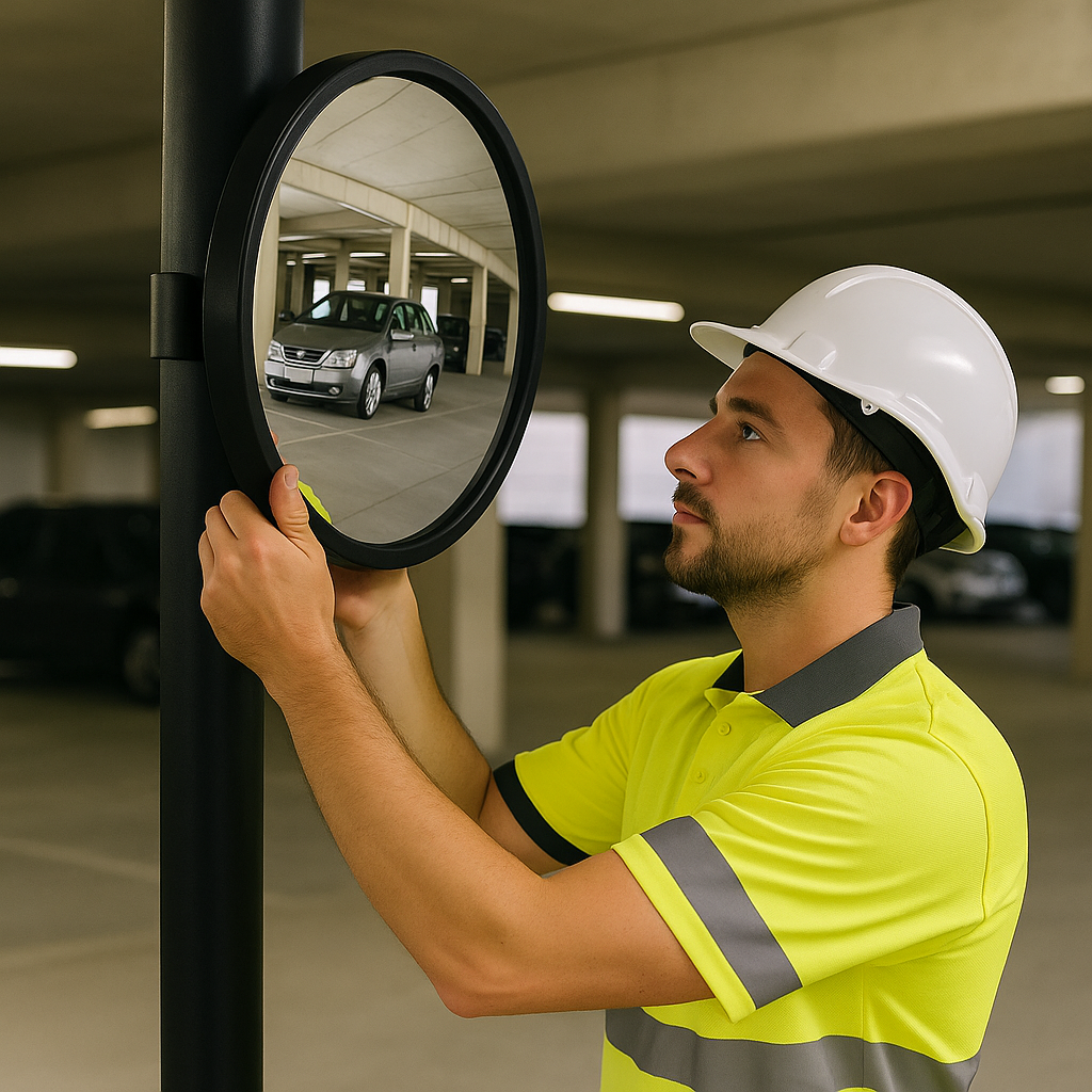 Acrylic Convex Traffic Safety Mirror with Black Frame – Ideal for Garages & Indoor Use
