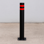 76mm Bolt-Down Pedestrian Street Bollard – Durable Steel Design with Hi-Vis Stripes