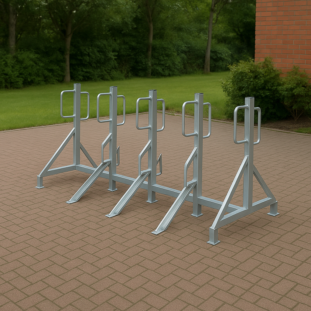 Heavy-Duty Double-Sided Cycle Rack – Type A | Secure, Space-Saving Parking for Up to 16 Bicycles