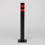 76mm Bolt-Down Pedestrian Street Bollard – Durable Steel Design with Hi-Vis Stripes