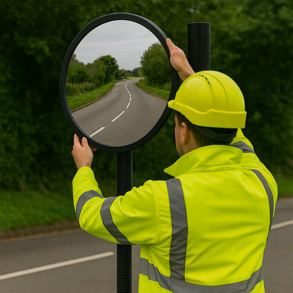 Acrylic Convex Traffic Safety Mirror with Black Frame – Ideal for Garages & Indoor Use