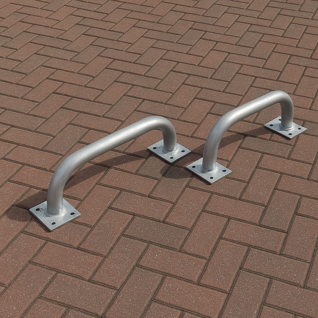 Cranked Wheel Guide Pair – 3 m Bolt-Down, Galvanised Steel with High-Visibility Powder Coat