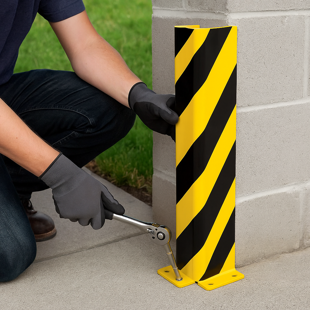 Black Bull Pallet Rack End Frame Protector – Heavy-Duty ‘U’ Profile Steel Guard for Warehouse Safety