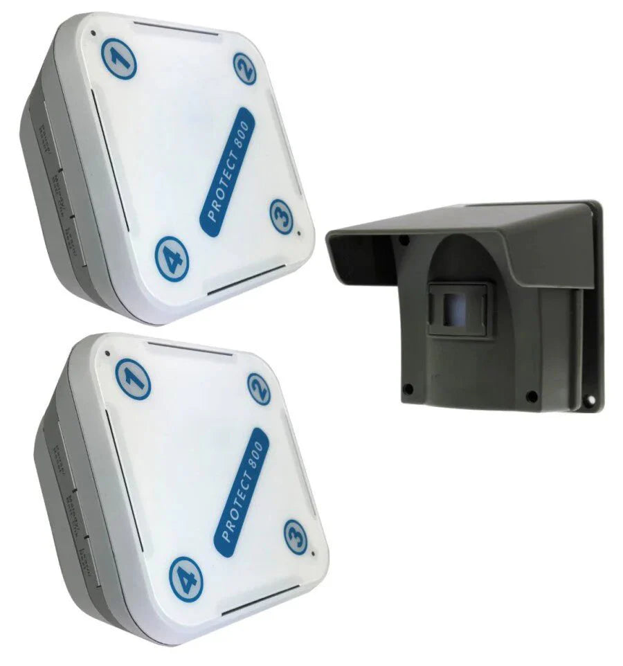 Protect 800 Wireless Driveway Alert System – Twin Receivers with Attachable Lens Caps
