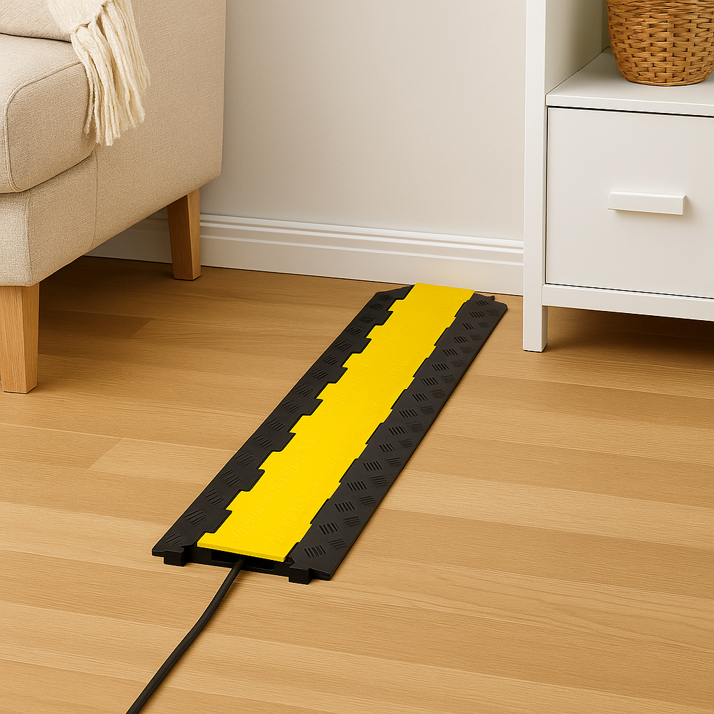 HR2 Extra Heavy-Duty Cable Protector Ramp – 2-Channel Industrial Cable Cover for HGV & Vehicle Traffic
