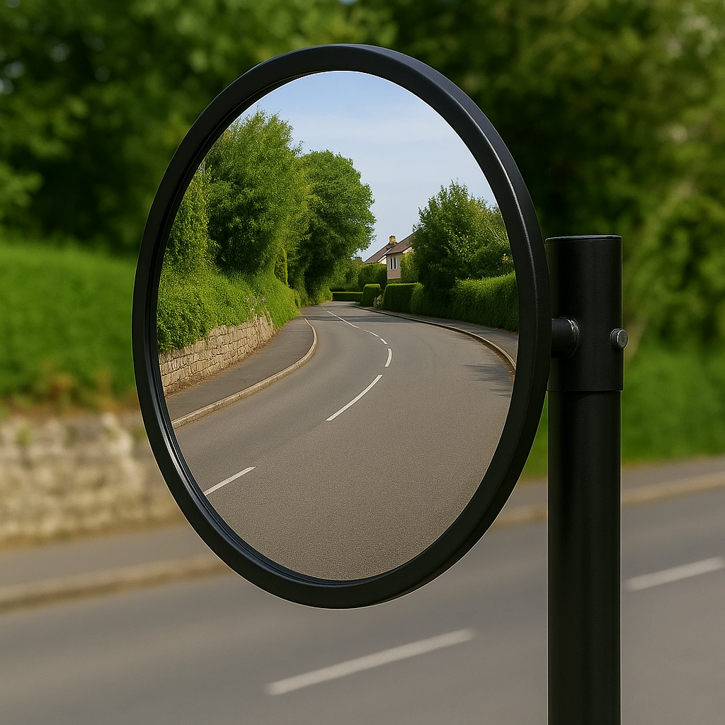 Acrylic Convex Traffic Safety Mirror with Black Frame – Ideal for Garages & Indoor Use