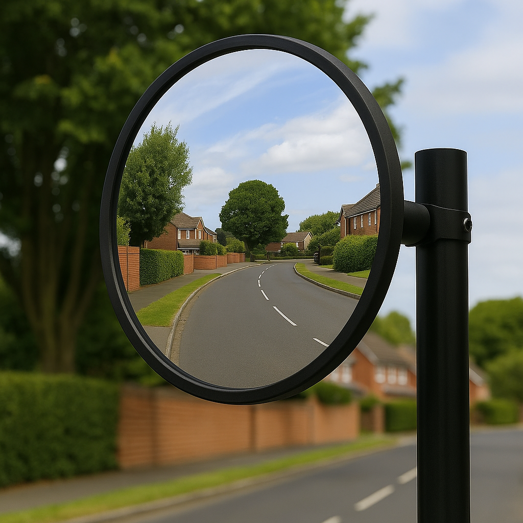 Acrylic Convex Traffic Safety Mirror with Black Frame – Ideal for Garages & Indoor Use