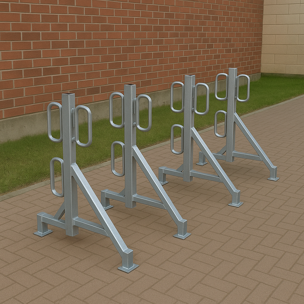 Heavy-Duty Double-Sided Cycle Rack – Type A | Secure, Space-Saving Parking for Up to 16 Bicycles