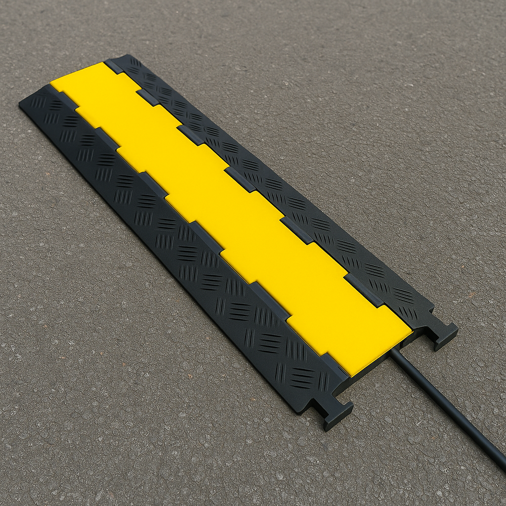 HR2 Extra Heavy-Duty Cable Protector Ramp – 2-Channel Industrial Cable Cover for HGV & Vehicle Traffic