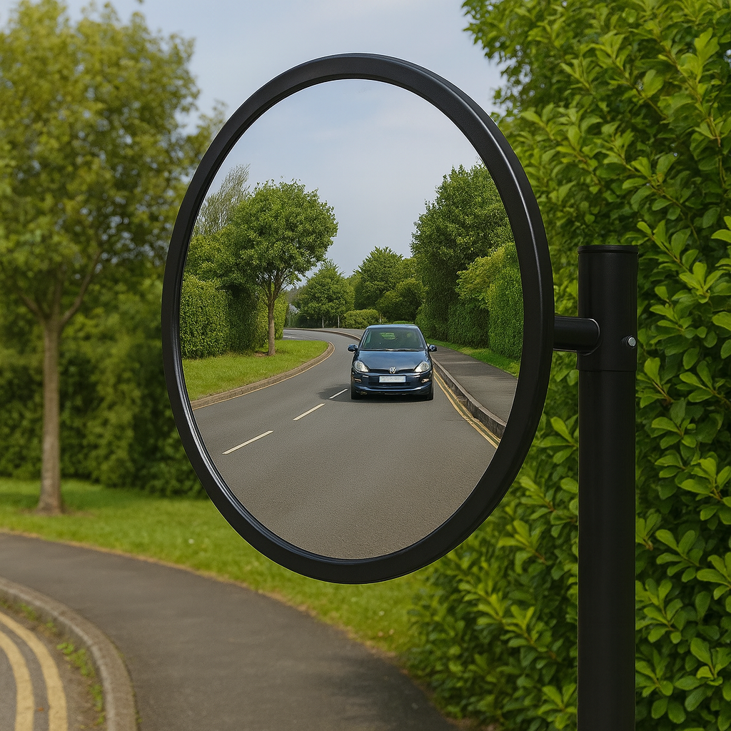 Acrylic Convex Traffic Safety Mirror with Black Frame – Ideal for Garages & Indoor Use