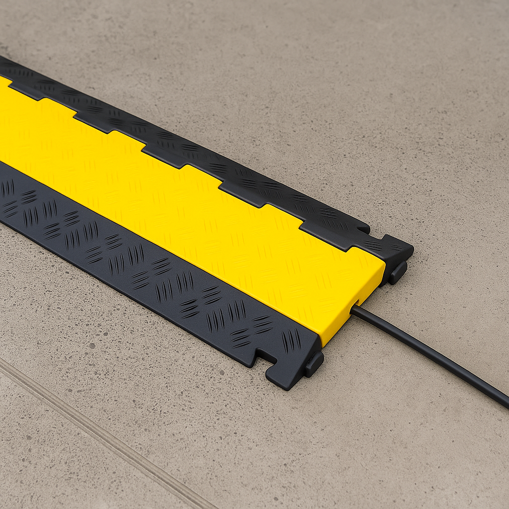 HR2 Extra Heavy-Duty Cable Protector Ramp – 2-Channel Industrial Cable Cover for HGV & Vehicle Traffic