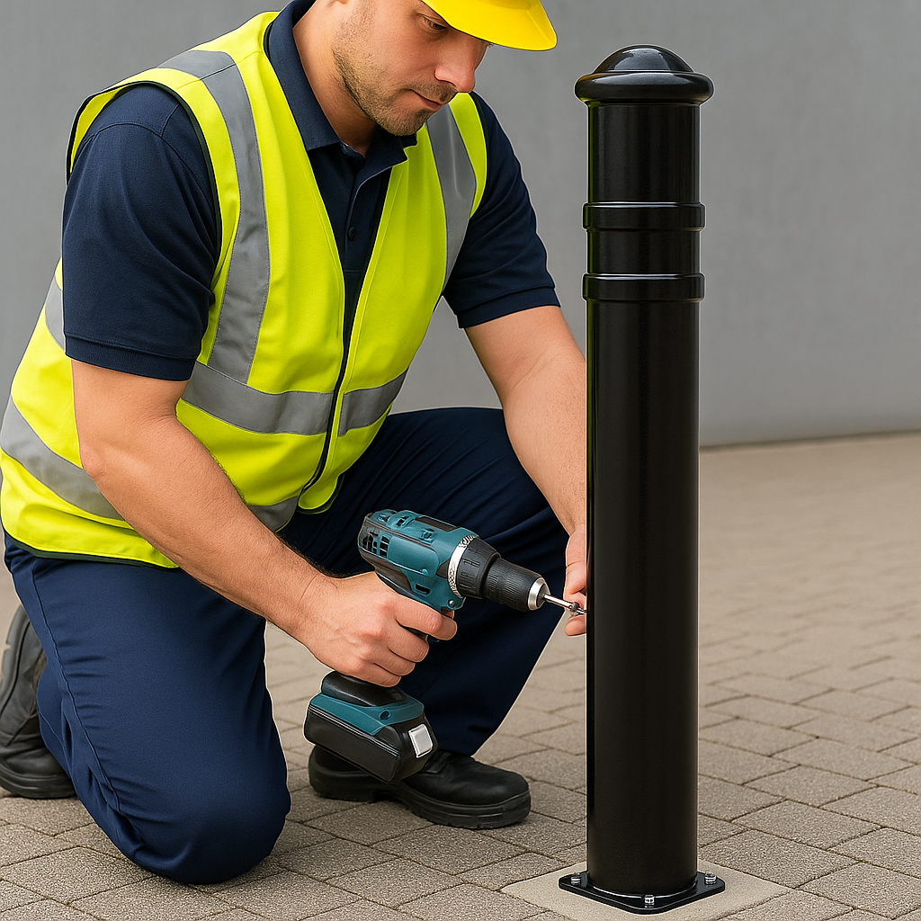 Premium Ornamental Steel Bollard – 1000mm Above Ground | Anti-Ram Security Post for Driveways, Retail & Public Spaces