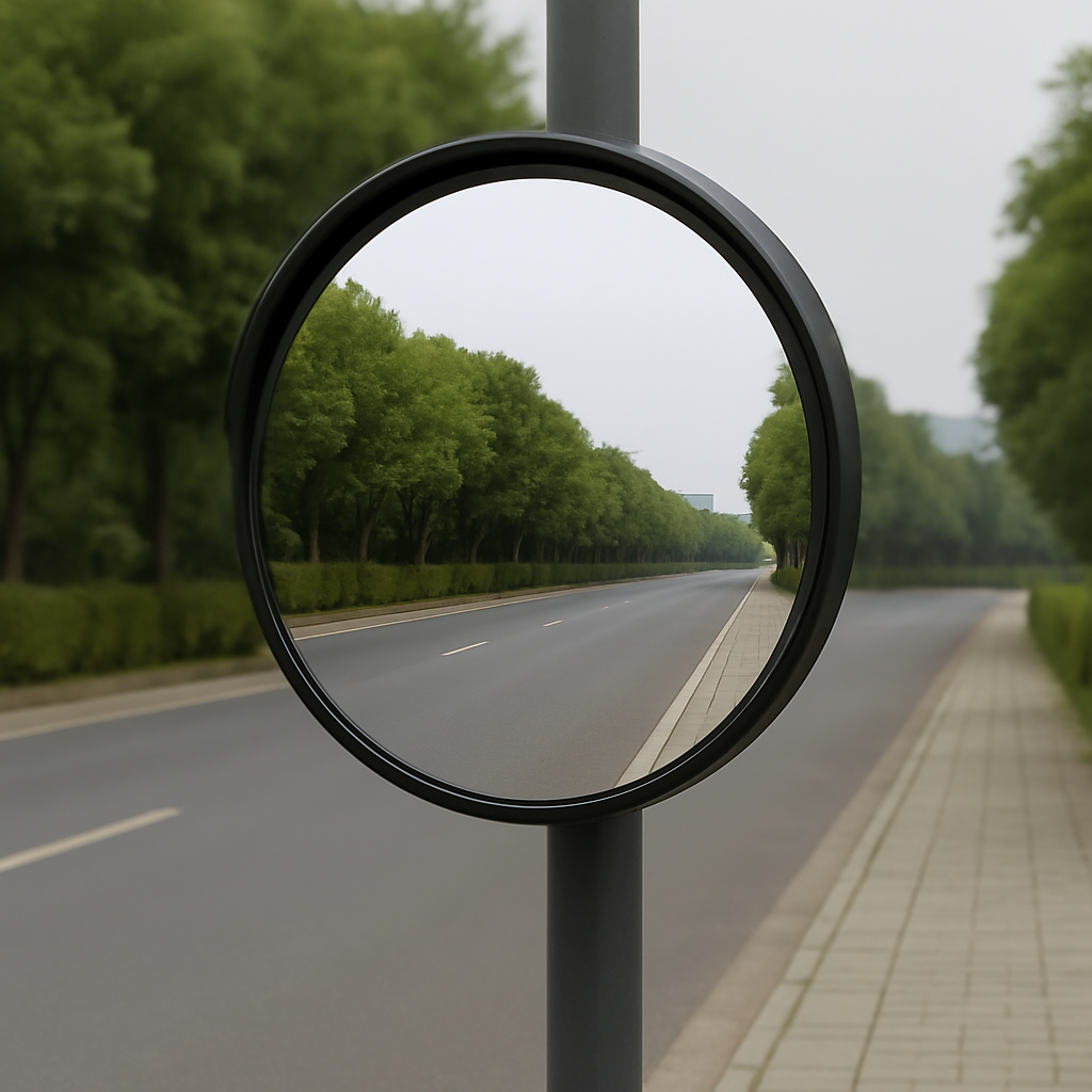 300mm Outdoor Blind Spot Convex Mirror – Polypropylene & Steel Frame, Black Finish