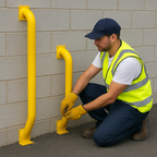 Galvanized Steel Bolt-Down Wheel Guide Pair – High-Visibility Yellow, Heavy-Duty (2040 × 405 × 365 mm)