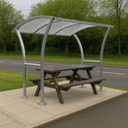 Newton Cycle Shelter – Galvanised Steel Frame with Clear PETG Curved Roof (2m–5m + Modular Extension Bays)