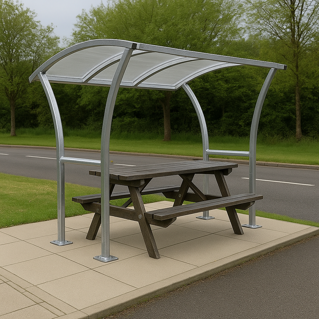 Harbledown Cycle Shelter – Galvanised Steel Frame with Clear UV-Stabilised PETG Roof (Canterbury Style)