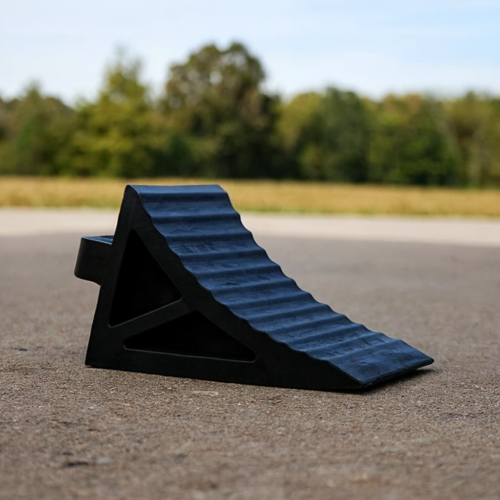 Heavy-Duty Rubber Truck Wheel Chock – Anti-Slip Tyre Wedge with Grip Handle for HGVs, Trailers & Vans