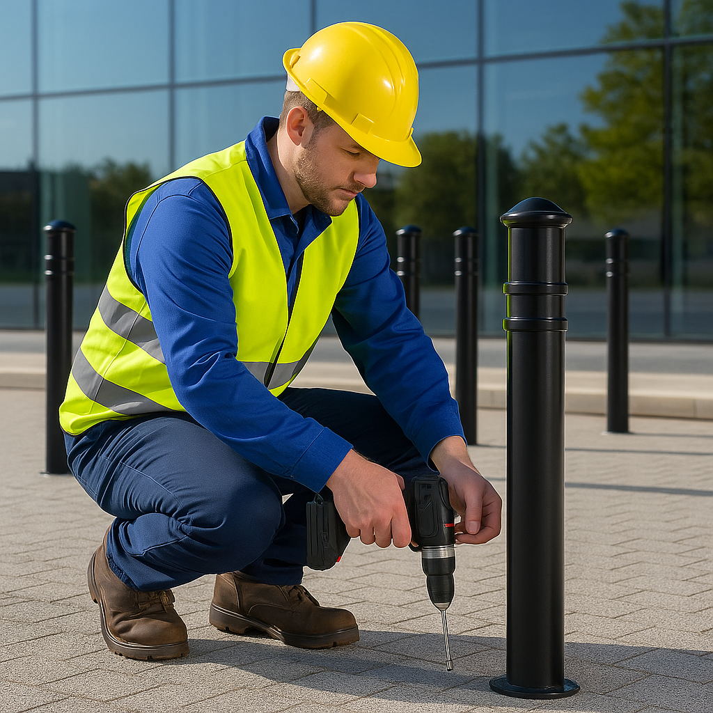 Premium Ornamental Steel Bollard – 1000mm Above Ground | Anti-Ram Security Post for Driveways, Retail & Public Spaces