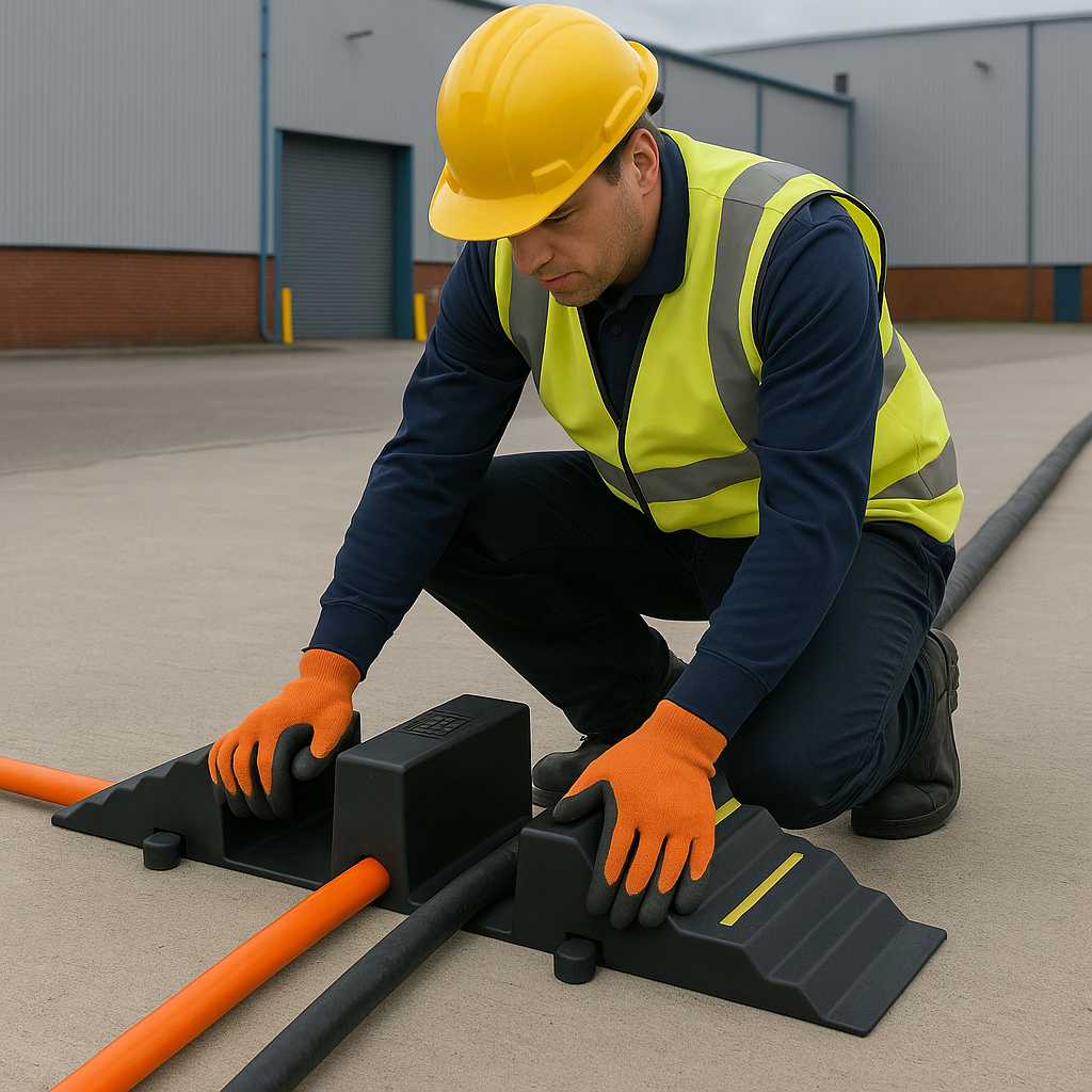 HGV Hose & Cable Protection Ramp – Heavy-Duty Guard for Industrial & Construction Traffic