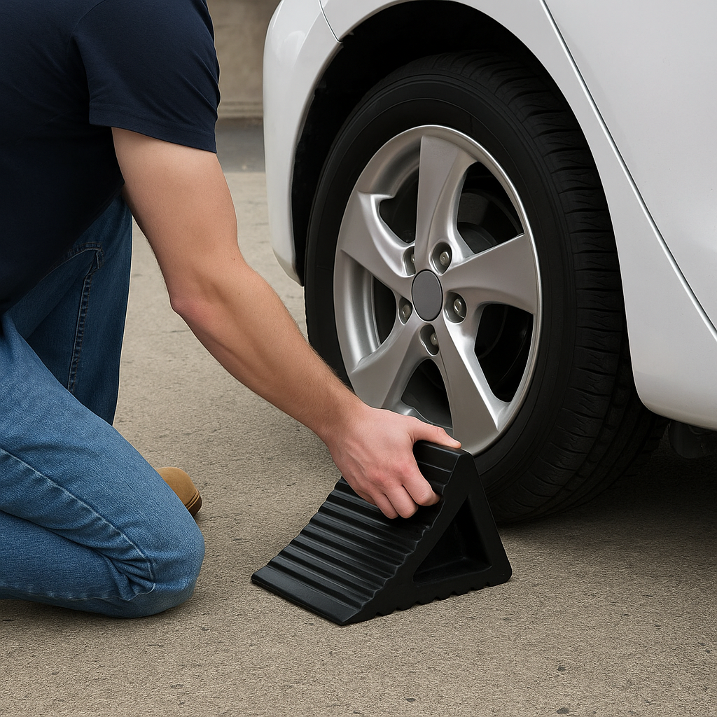 Heavy-Duty Rubber Wheel Chock for LGVs & Industrial Vehicles – Non-Slip, Durable, Weather-Resistant