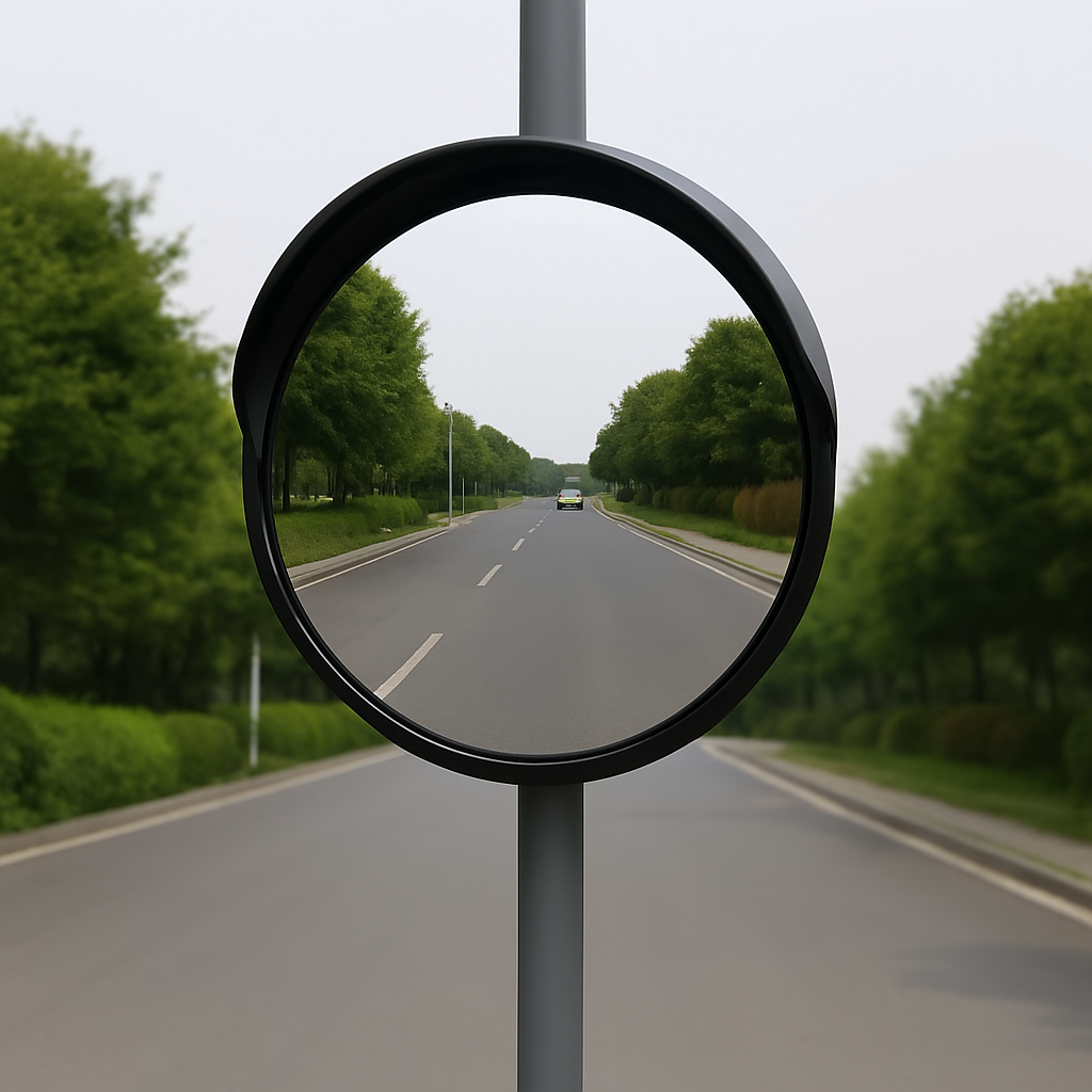 300mm Outdoor Blind Spot Convex Mirror – Polypropylene & Steel Frame, Black Finish