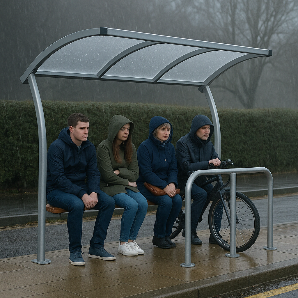 Bowland Single-Sided Cycle Shelter – Galvanised Steel Frame with UV-Protected PETG Roof | Durable, Modern Bike Parking Solution