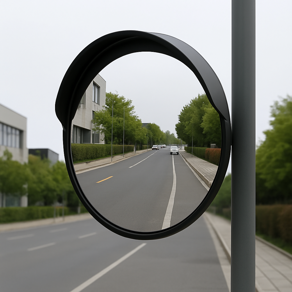 300mm Outdoor Blind Spot Convex Mirror – Polypropylene & Steel Frame, Black Finish