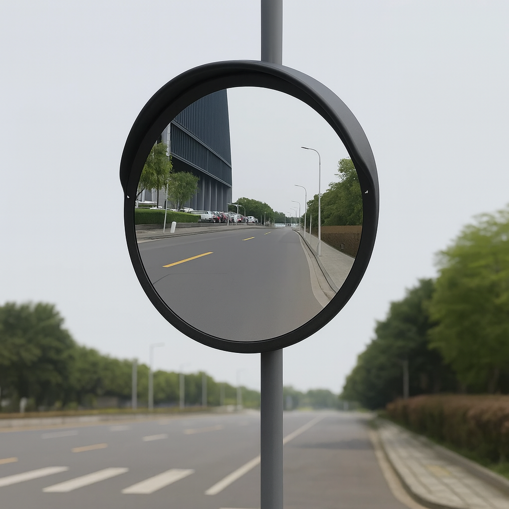 300mm Outdoor Blind Spot Convex Mirror – Polypropylene & Steel Frame, Black Finish