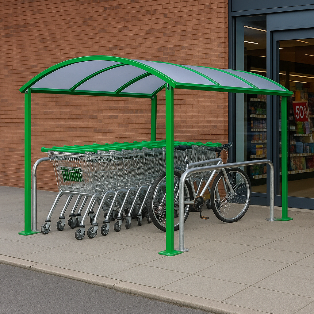 Bowerham Double-Sided Cycle Shelter – High-Capacity Galvanised Steel with UV-Protected PETG Roof (BREEAM Compliant)