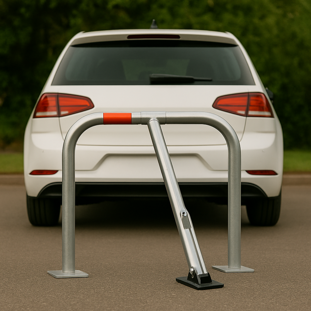 Heavy-Duty 3-Leg Folding Parking Post – Secure Driveway & Reserved Space Barrier (Padlock & Keys Included)