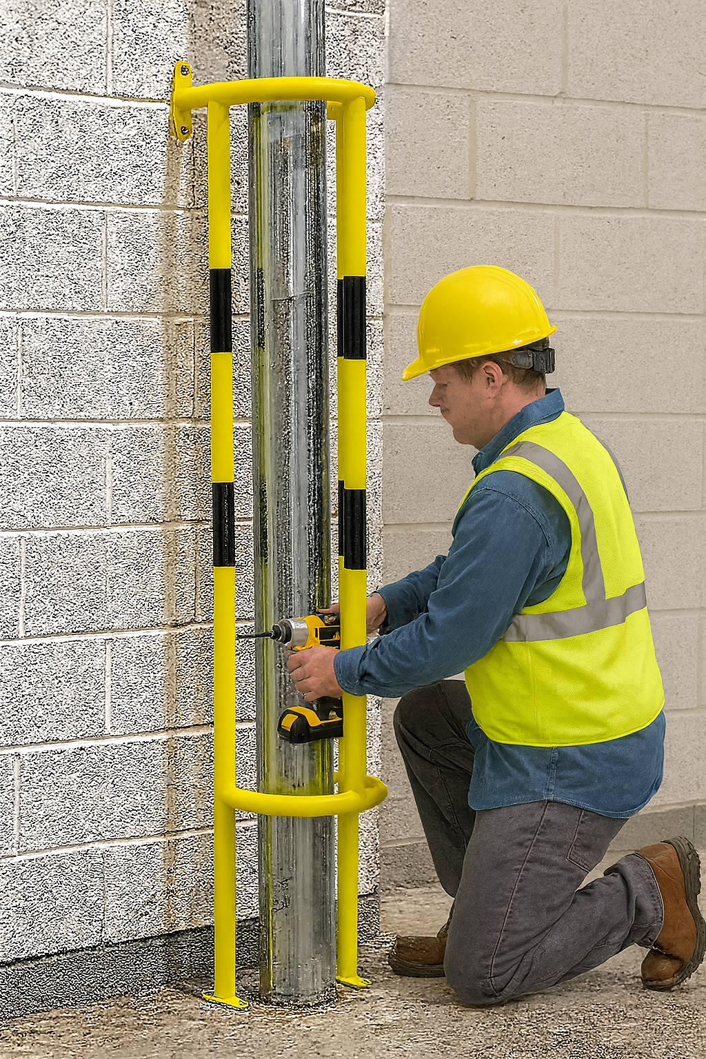 Heavy-Duty Floor & Wall Mounted Pipe Protector – Vertical Impact Guard for Industrial & Commercial Sites